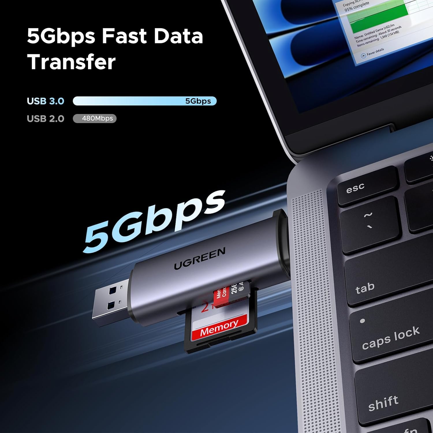 UGREEN USB-C/USB-A Card Reader - Grey