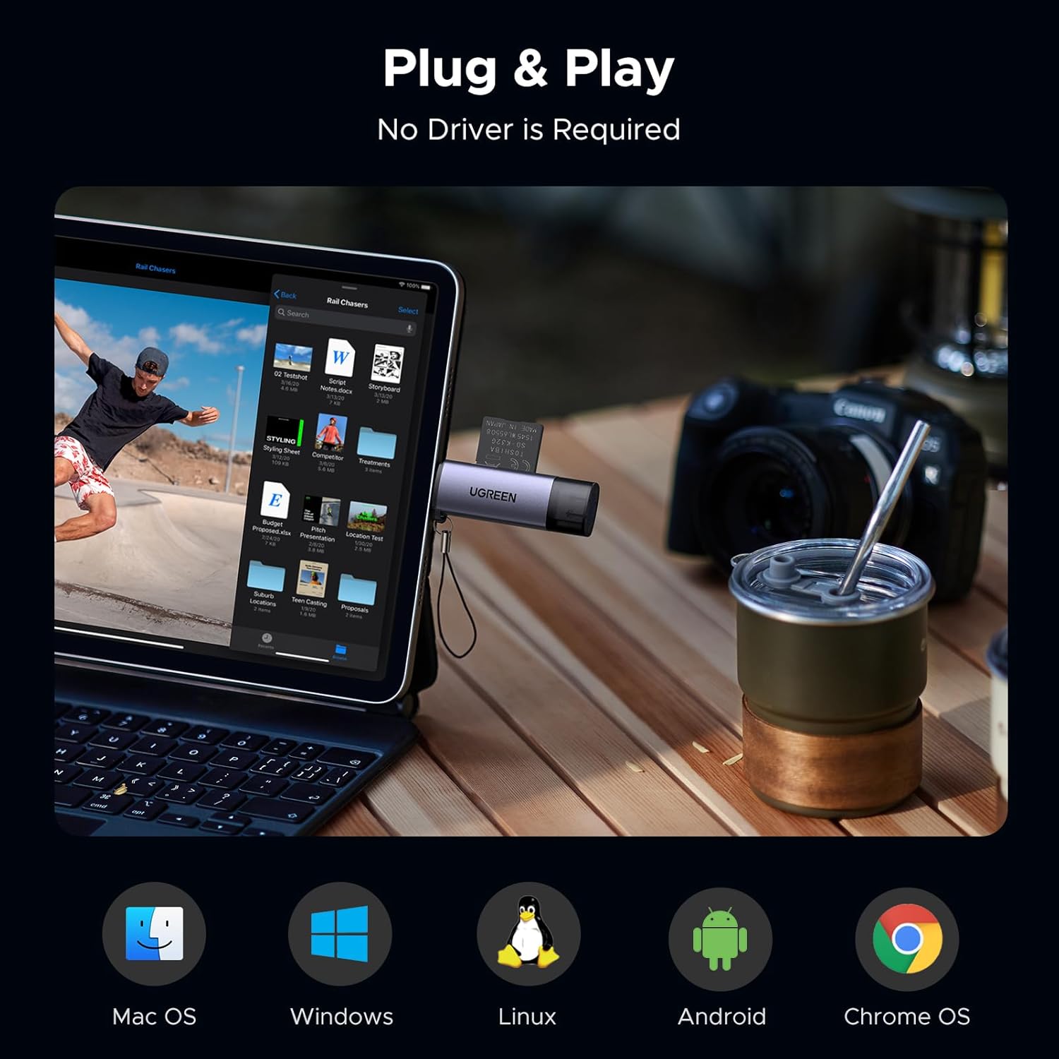 UGREEN USB-C/USB-A Card Reader - Grey