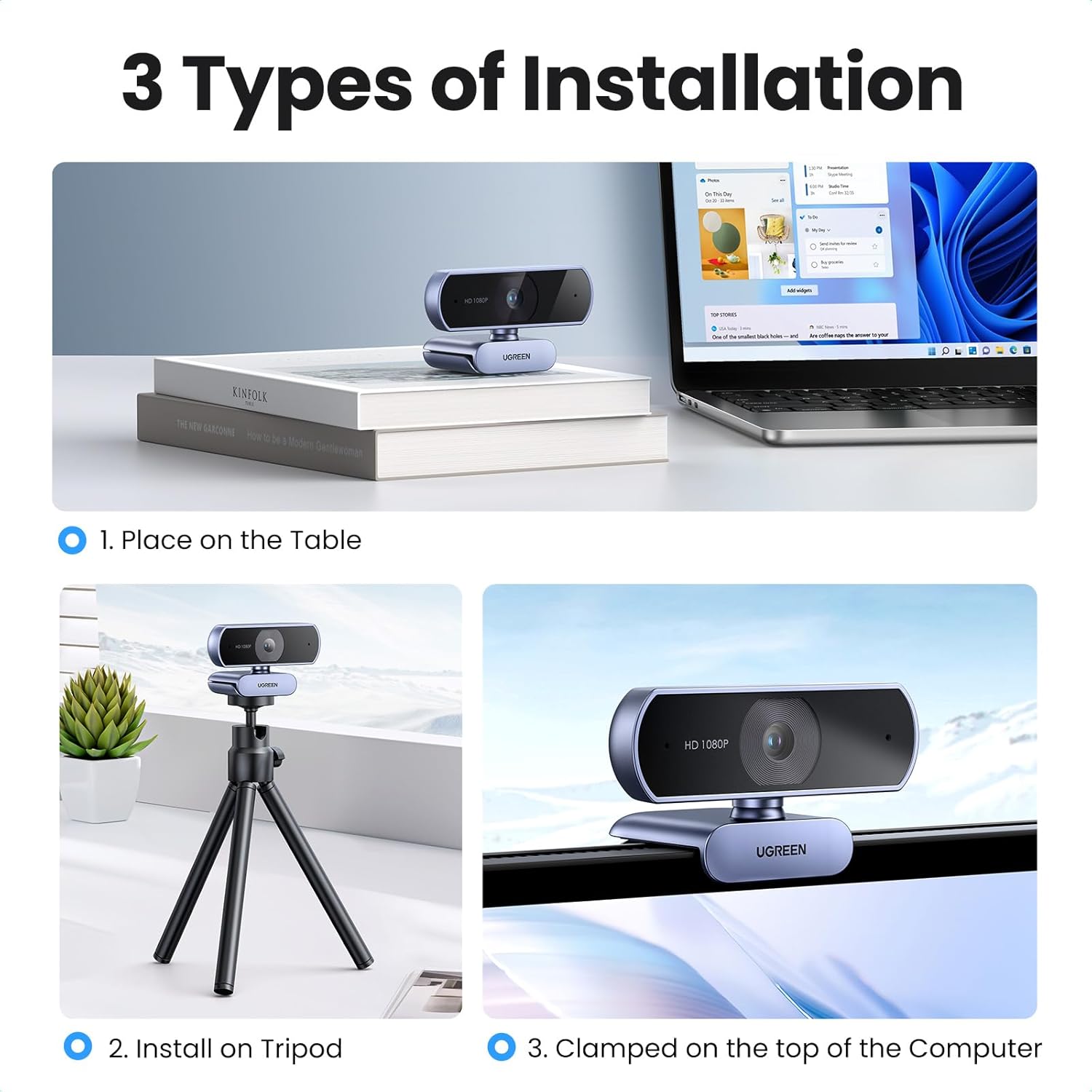 UGREEN CM678 USB HD Webcam - Gray