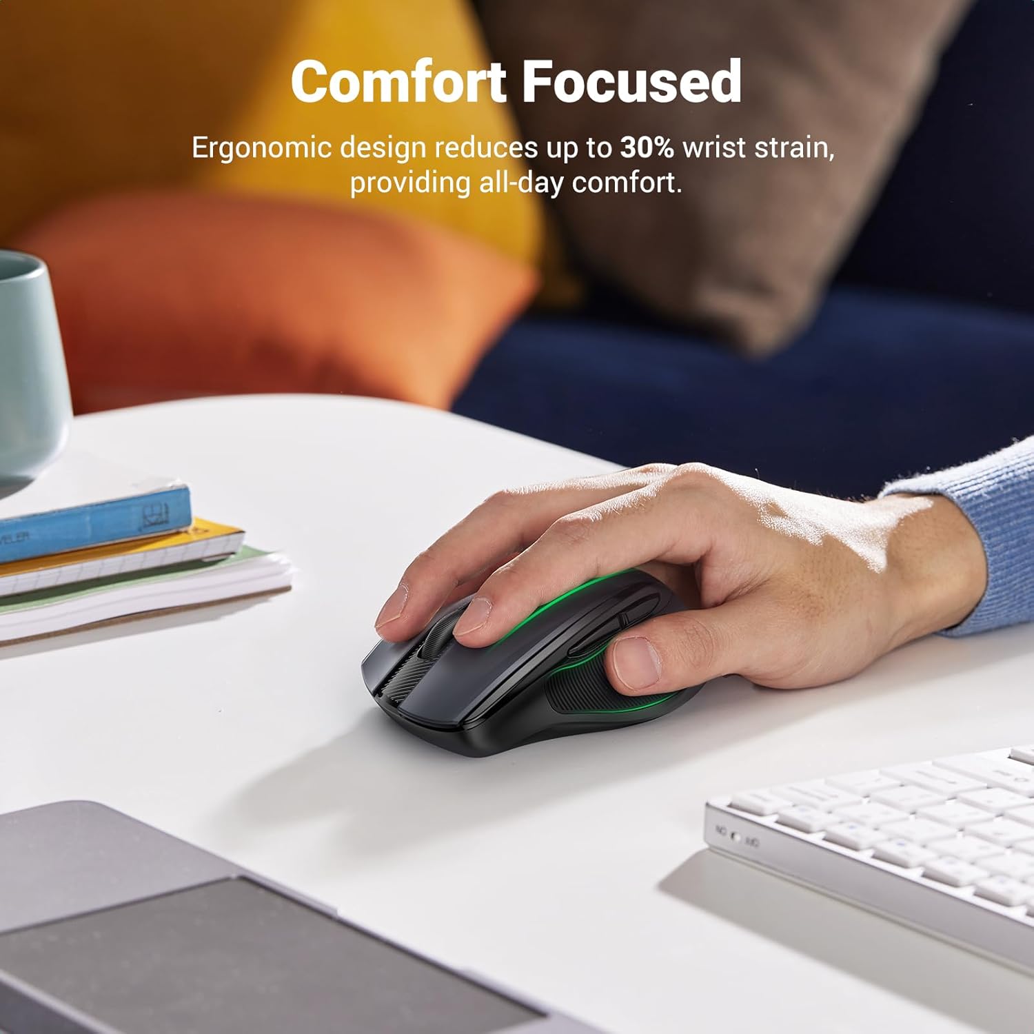 UGREEN Ergonomic Wireless Mouse 2.4G 4000DPI Silence Design