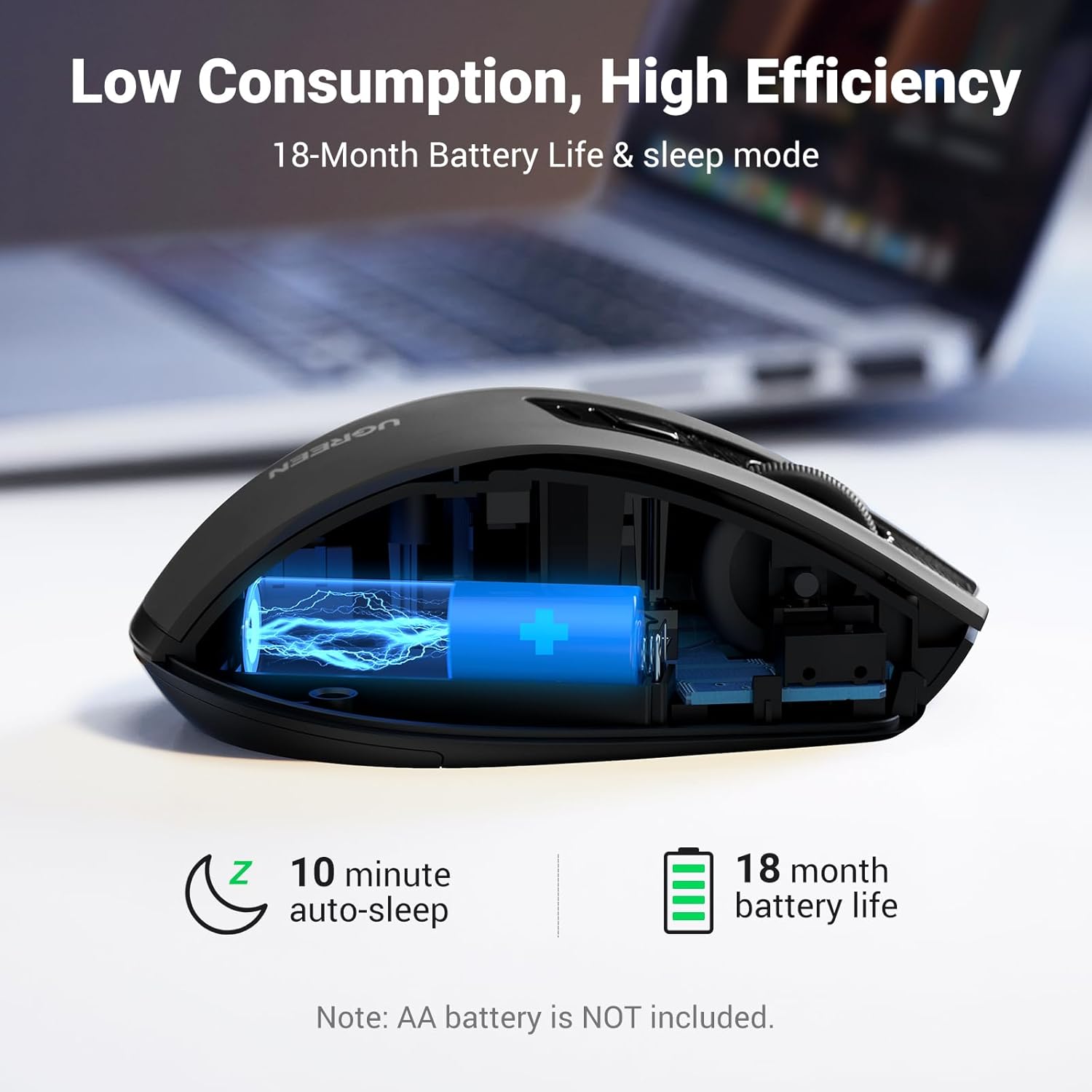 UGREEN Ergonomic Wireless Mouse 2.4G 4000DPI Silence Design