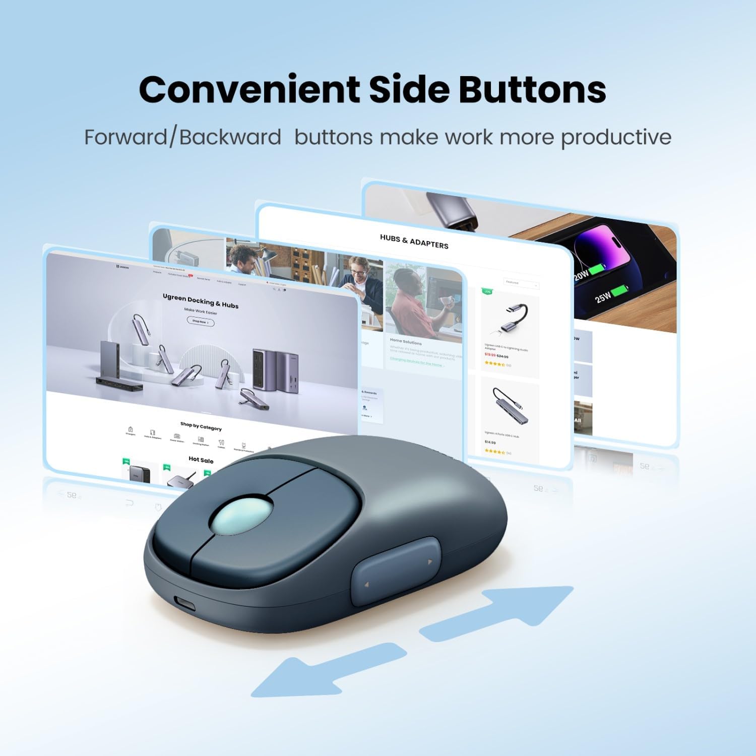 UGREEN FUN+ MU102 2.4G+BT Wireless Mouse - Green