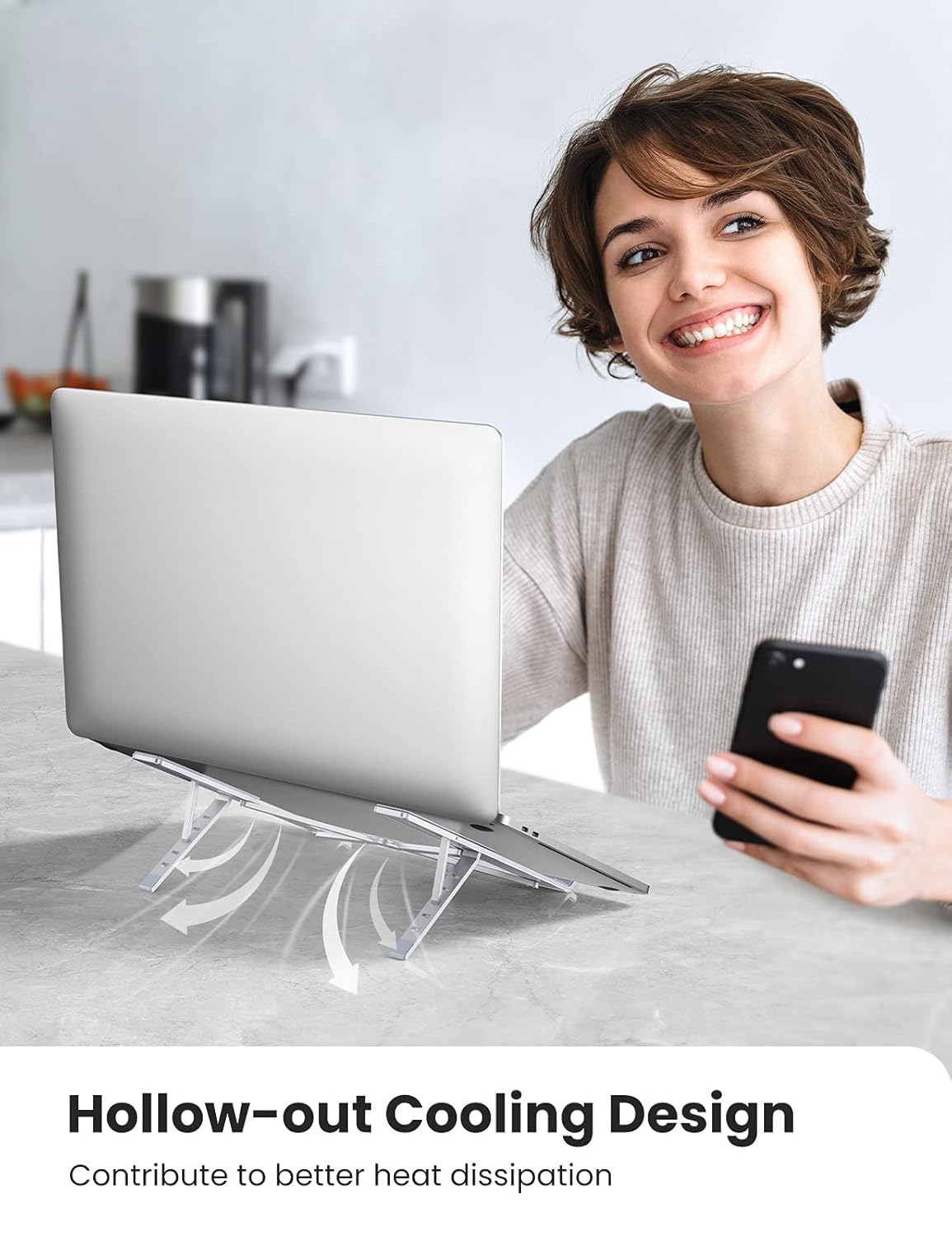 UGREEN Adjustable Folding Laptop Stand - Silver