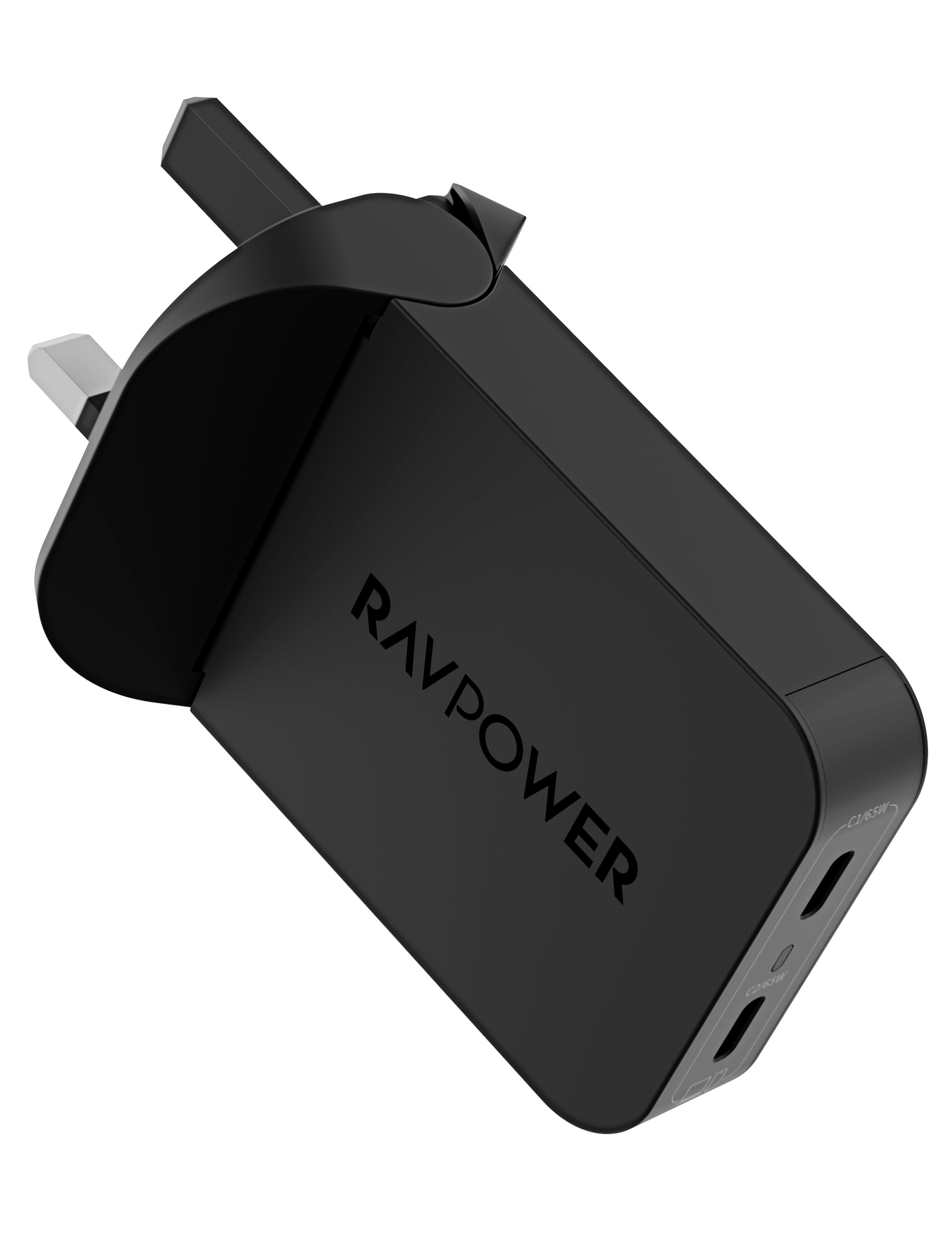 RAVPower RP-PC1079 Foldable GaN 65W 2-Port Wall Charger - Black