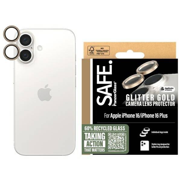 PanzerGlass Camera Lens Protector Glitter for iPhone 16 Series Gold - 6.3" & 6.9"