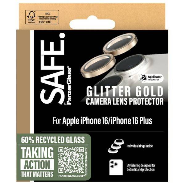 PanzerGlass Camera Lens Protector Glitter for iPhone 16 Series Gold - 6.3" & 6.9"