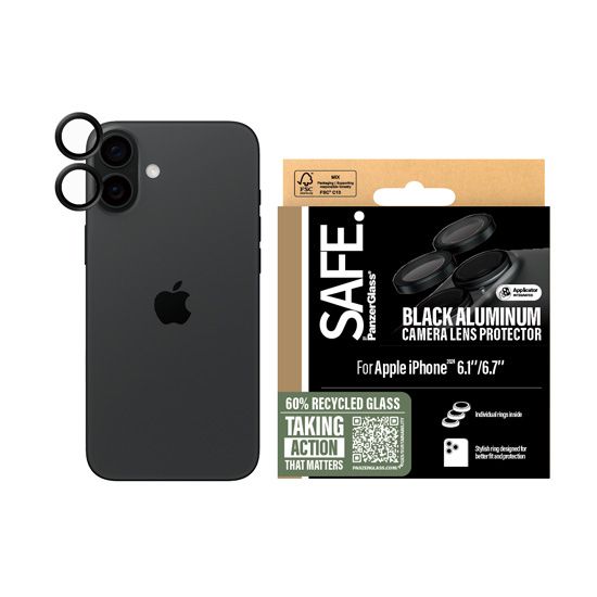 PanzerGlass Camera Lens Protector Glitter for iPhone 16 Series Black - 6.3" & 6.9"