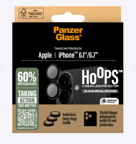 PanzerGlass® Hoops™ Black Lens Protector iPhone '24 6.1" | 6.7" Rings