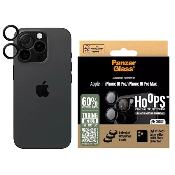 PanzerGlass® Hoops™ Black Lens Protector iPhone '24 6.3" | 6.9" Rings