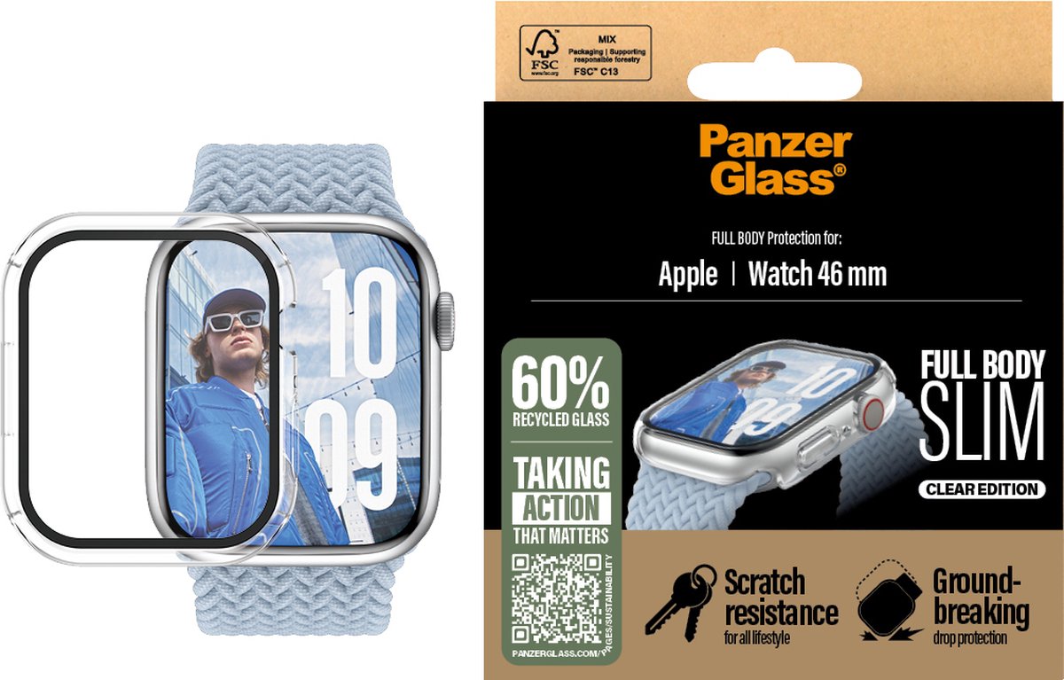 PanzerGlass Screen Protector Snappie Full Body Slim Transparent For Apple Watch - 46mm