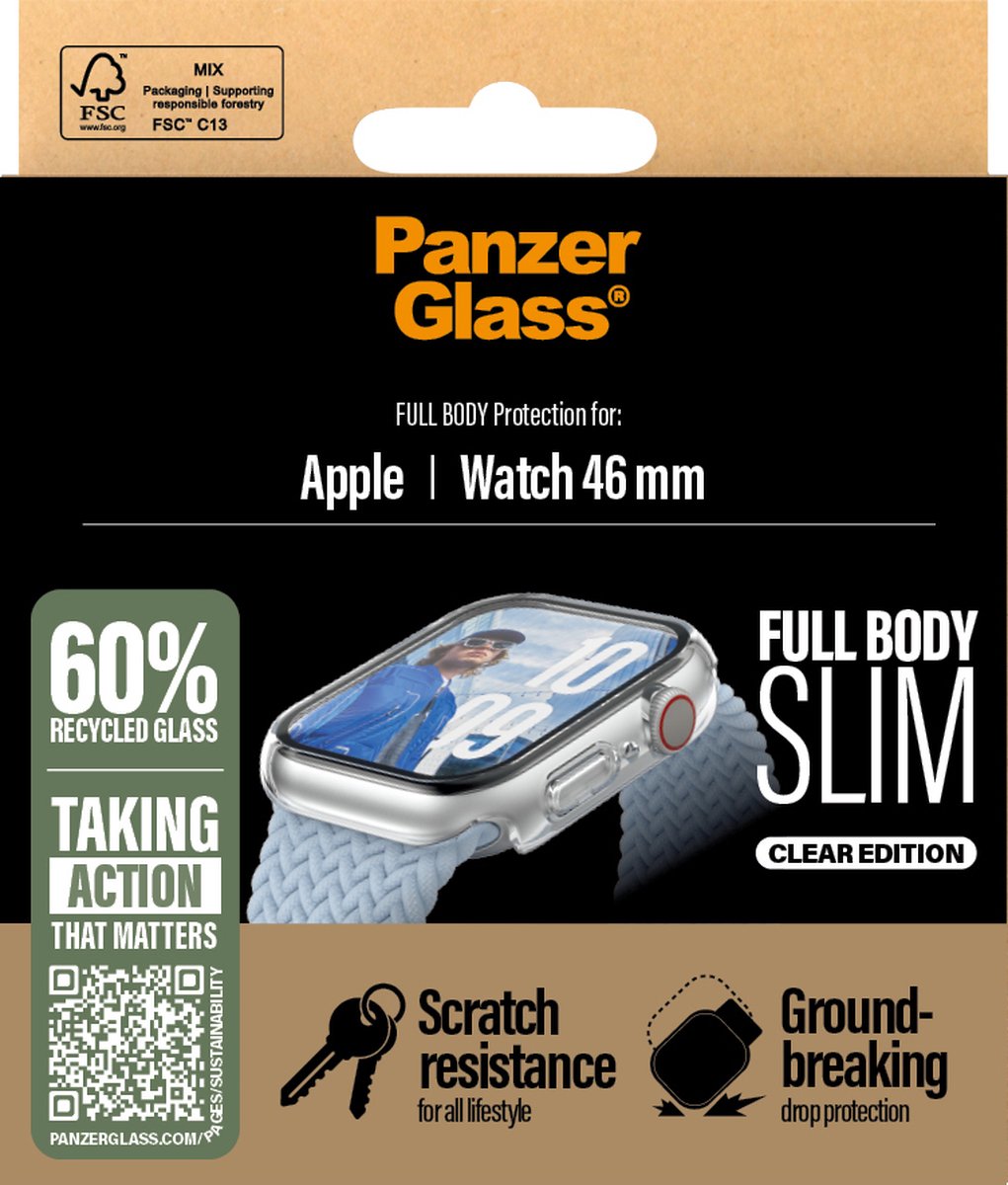 PanzerGlass Screen Protector Snappie Full Body Slim Transparent For Apple Watch - 46mm