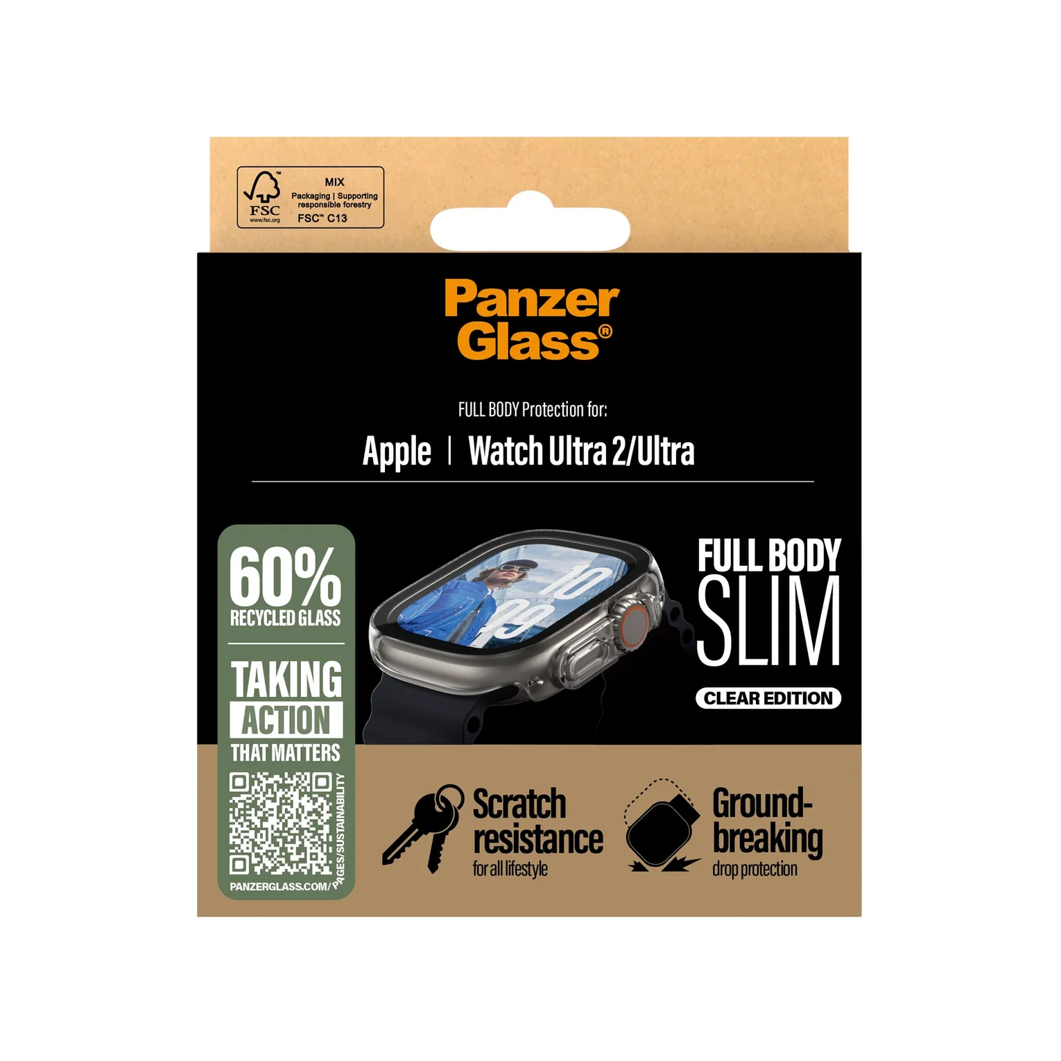 PanzerGlass Screen Protector Snappie Full Body Slim Transparent For Apple Watch Ultra