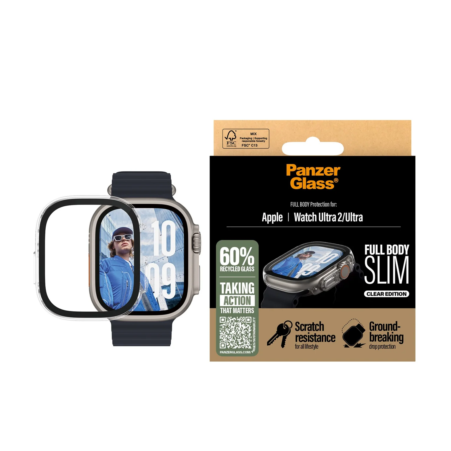 PanzerGlass Screen Protector Snappie Full Body Slim Transparent For Apple Watch Ultra