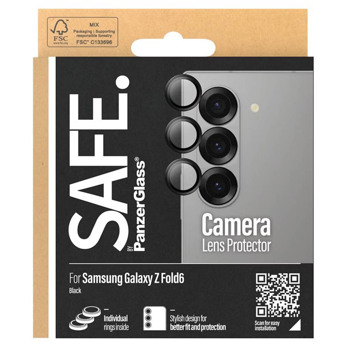 PanzerGlass Camera Protector Lens for the Samsung Galaxy Z Fold 6 Rings Black