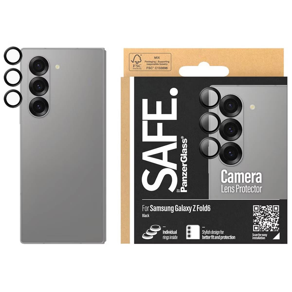 PanzerGlass Camera Protector Lens for the Samsung Galaxy Z Fold 6 Rings Black