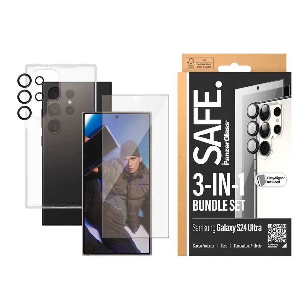 PanzerGlass Screen Protector, Case & Lens Bundle for Samsung Galaxy S24 Ultra - 3-in-1 Clear
