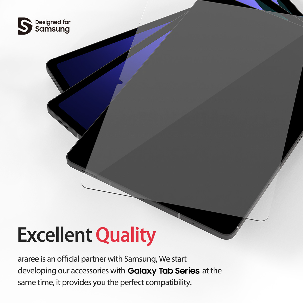 Araree Front Core Glass Screen Protector For Tab S10 Plus / S9 Fe Plus / S9 Plus / S8 Plus / S7 Plus - Clear