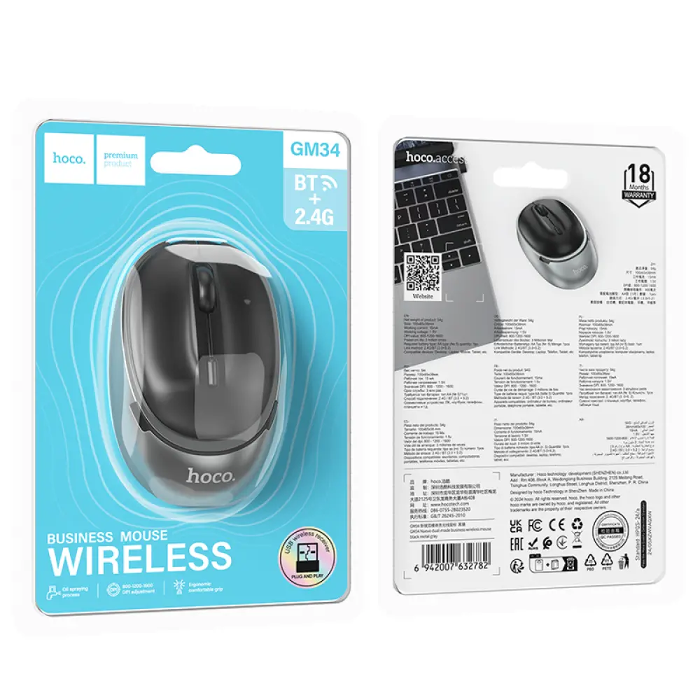 Hoco GM34 Nuevo Dual Mode Business Wireless Mouse - Gray White