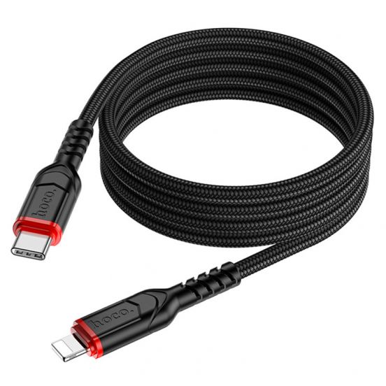 Hoco X59 Cable Victory PD Type-C to Lightning charging Data Cable Anti Bending - Black