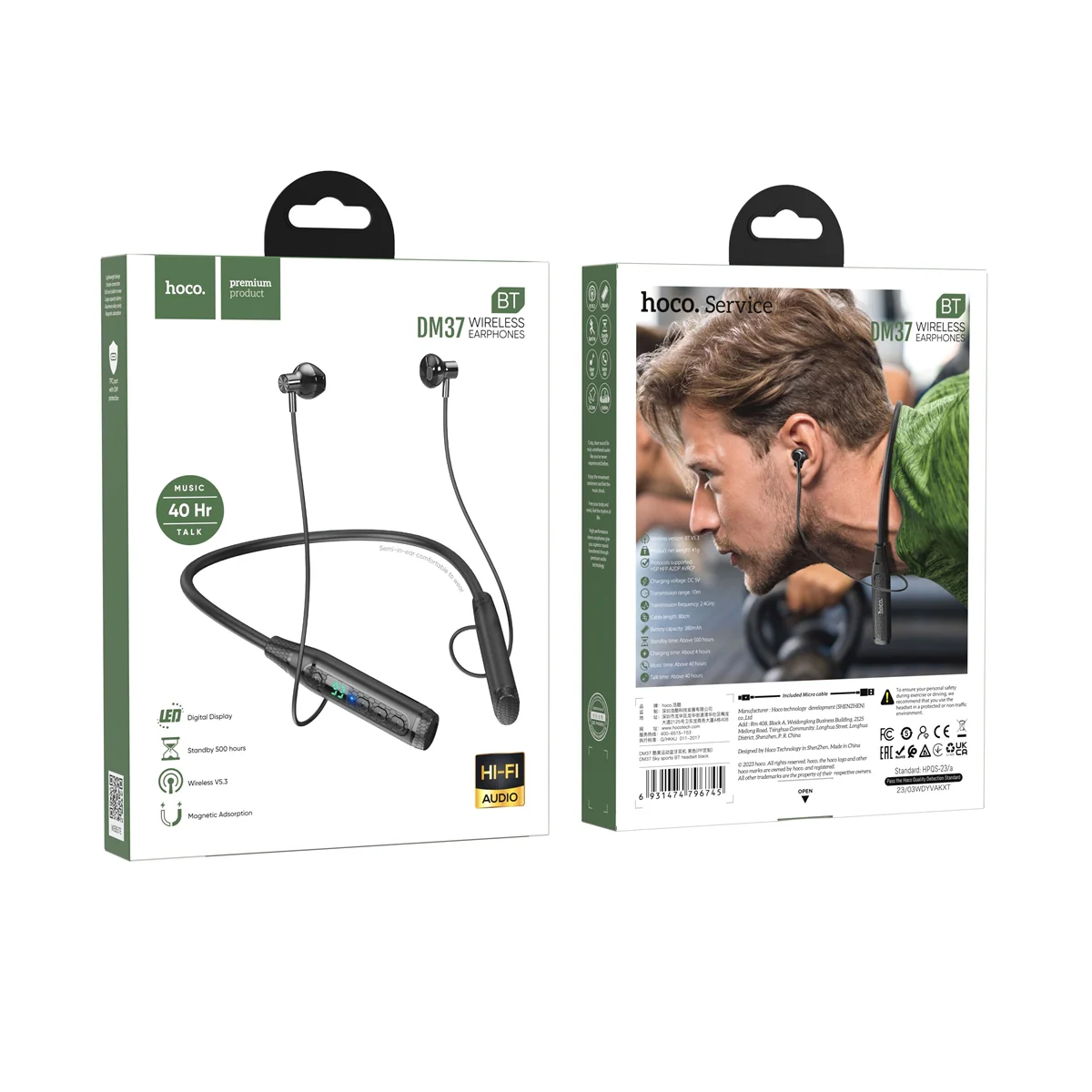 Hoco DM37 Sky Sports Bluetooth Headset - Black