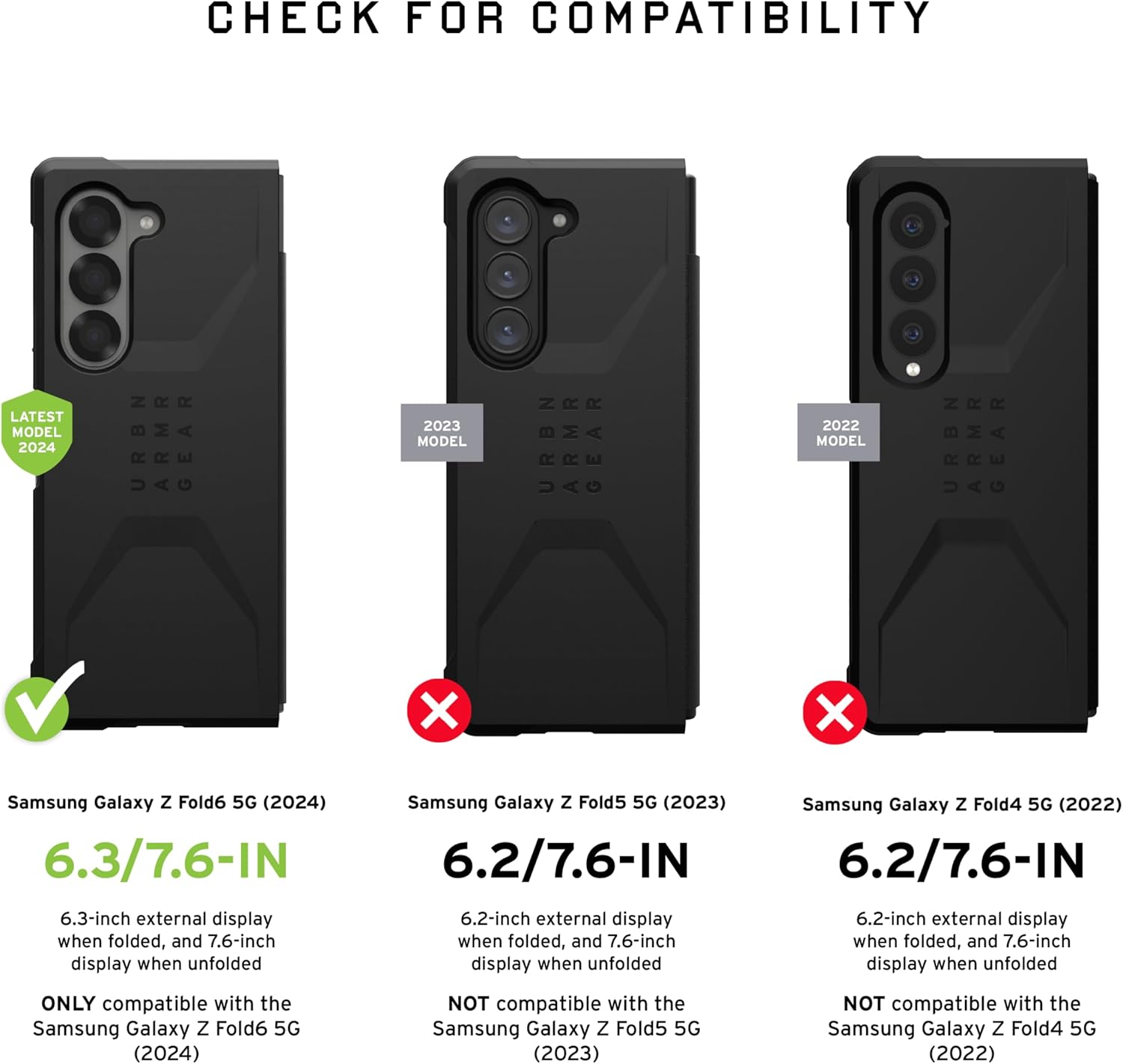 UAG Compatible with Samsung Galaxy Z Fold 6 Glass Shield Screen Protector - Clear