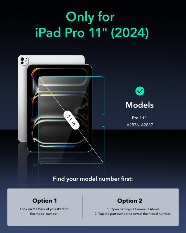 ESR iPad Pro 11" (2024) Tempered-Glass Screen Protector Clear 1 Pack