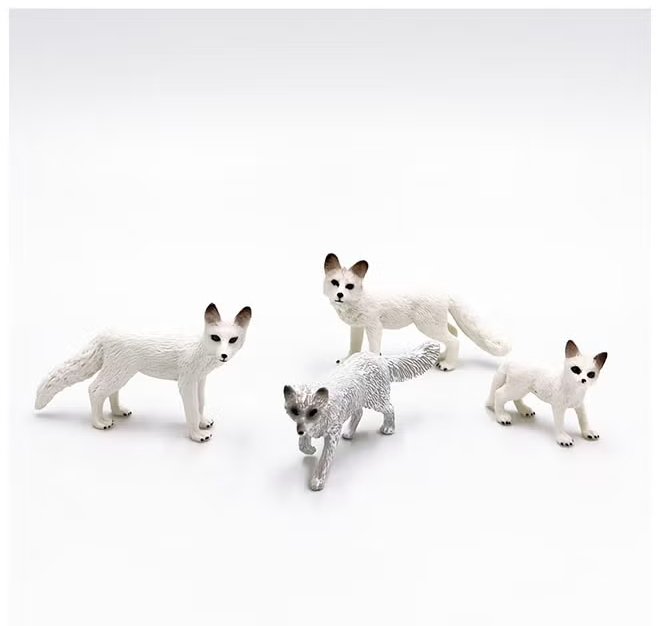 Galaxy Toys 4 White Fox Figurines Set