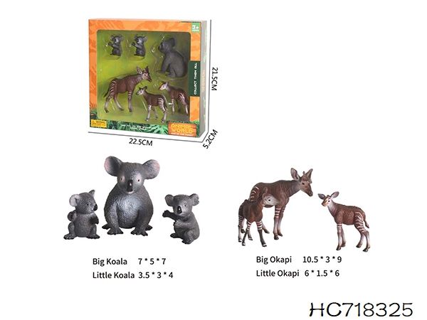 Galaxy Toys 6 Installed Hard Glue Animals - Koala & Okapi