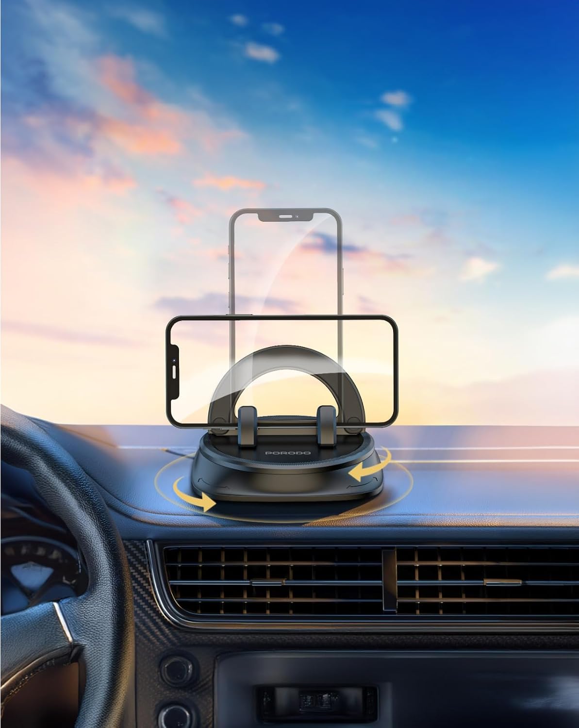 Porodo Rotatable Mobile Phone Bracket - Black