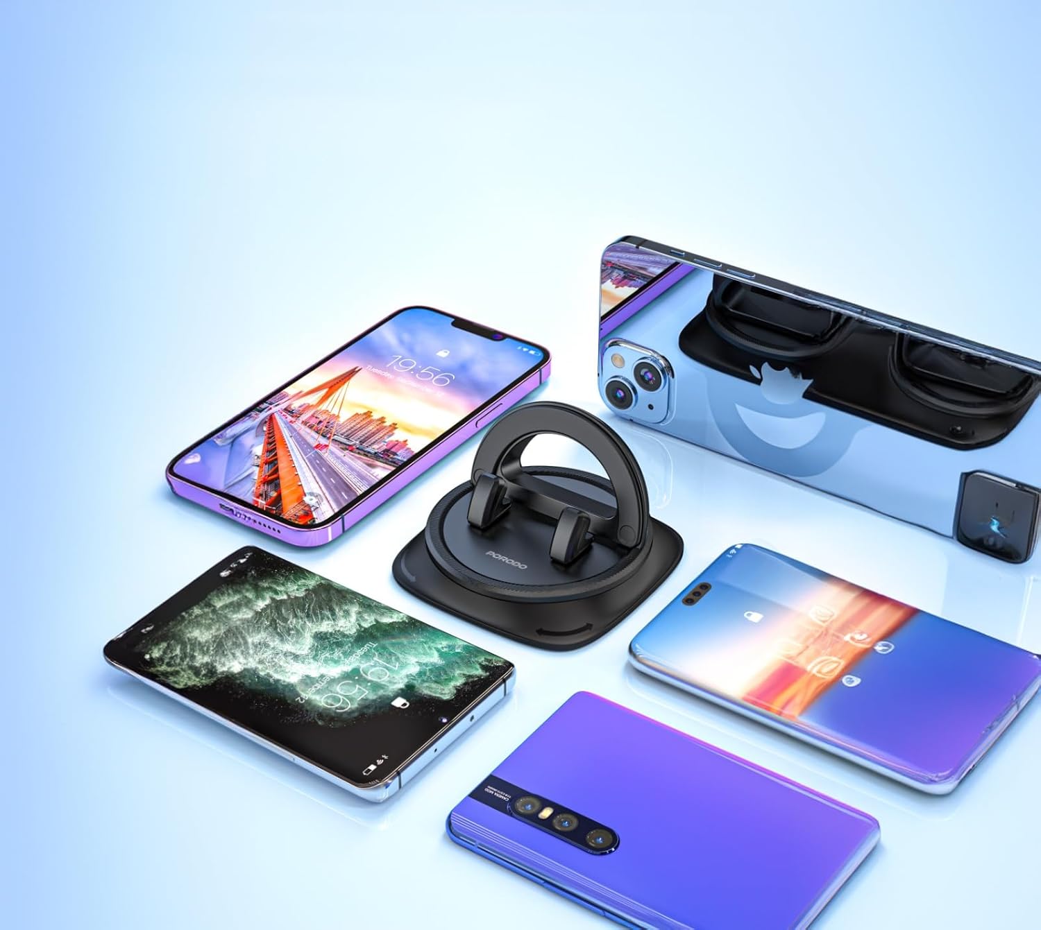 Porodo Rotatable Mobile Phone Bracket - Black