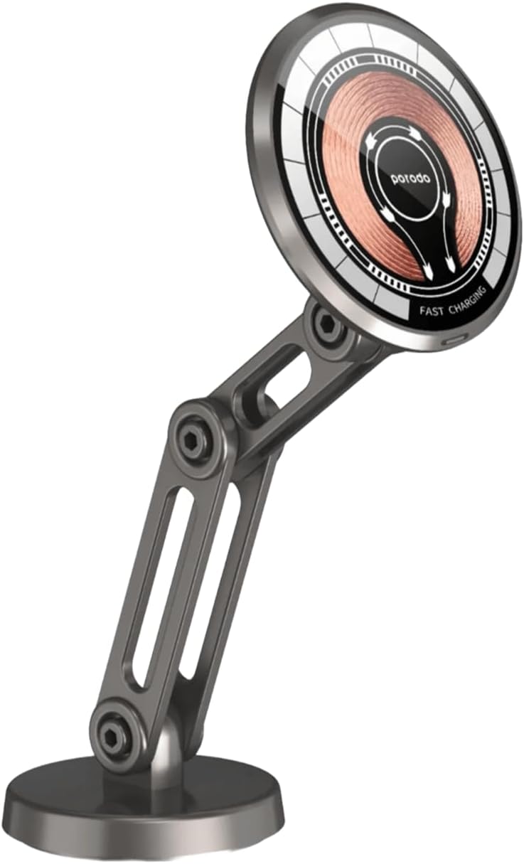 Porodo Magsafe Charging Transparent Phone Mount Multi-Joint And Rotating - Black