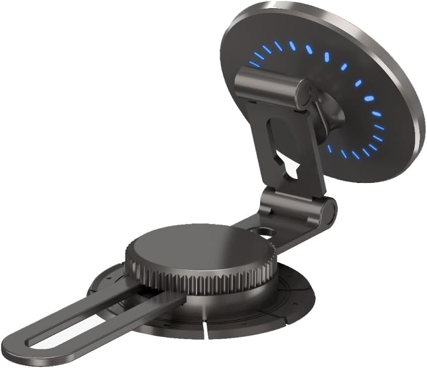 Porodo Magsafe Charging Transparent Phone Mount 360&deg; Rotating Base - Black