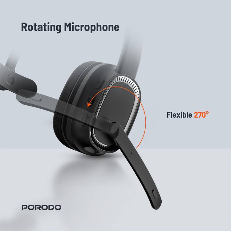 Porodo ENC Wireless Work Headphone - Black