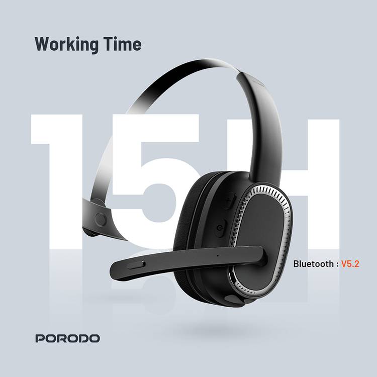Porodo ENC Wireless Work Headphone - Black