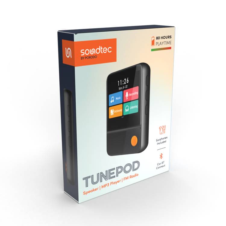 Porodo Soundtec TUNEPOD Speaker MP3 Player FM Radio - Black