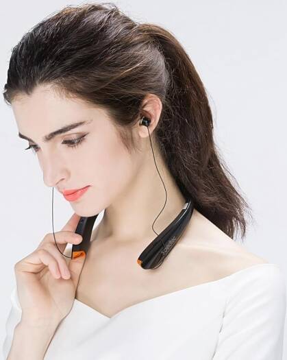 Porodo Soundtec Echo Flex Retractable ENC Neckband - Black