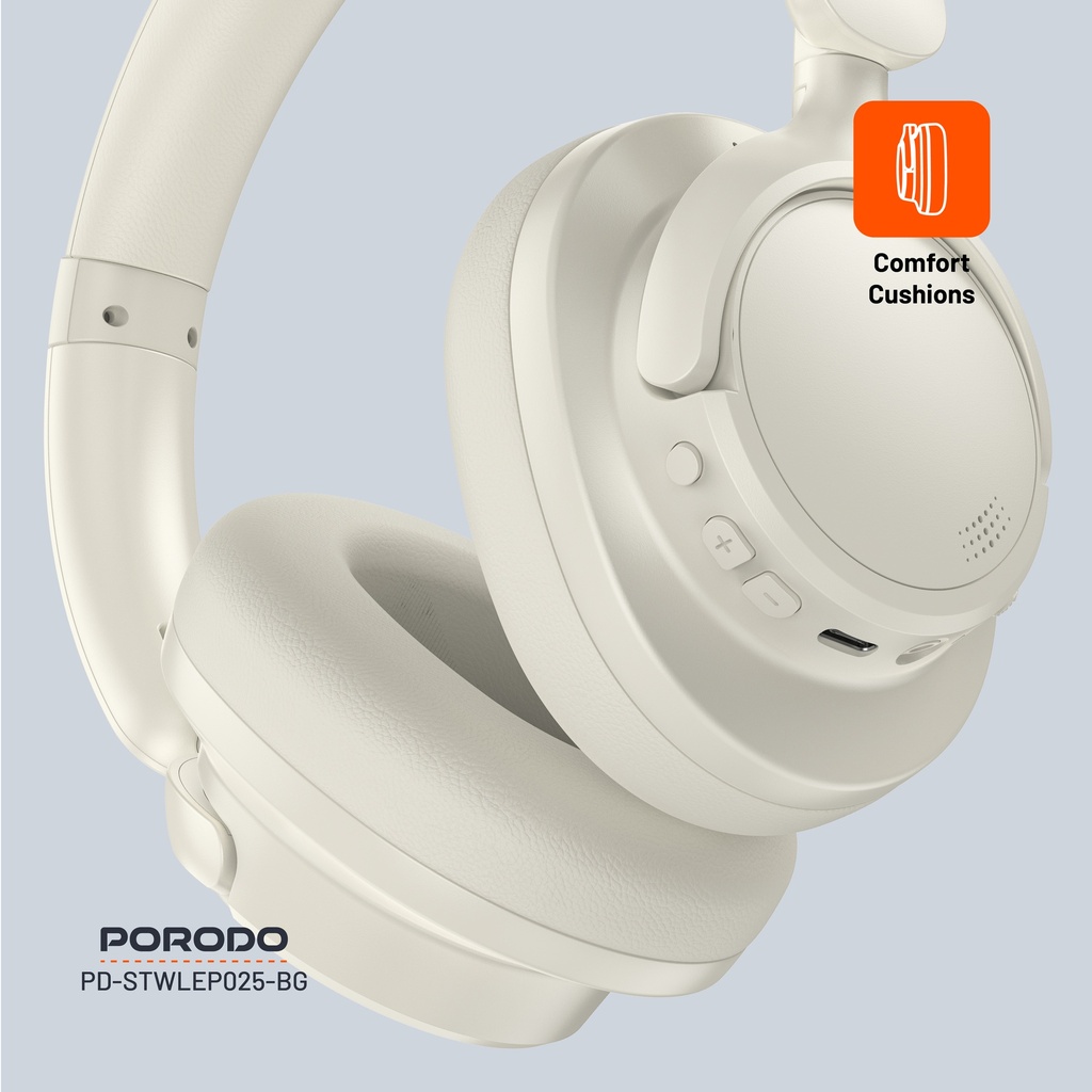 Porodo Soundtec Zen Active Noise-Cancellation Headphone - Beige