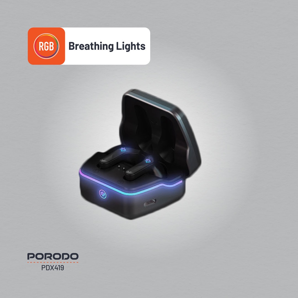 Porodo Gaming Ultra Low-Latency Gaming Earbuds - Black