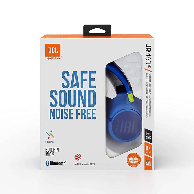 JBL JR460NC Wireless Over-Ear Headphones with Noise Canceling - Blue