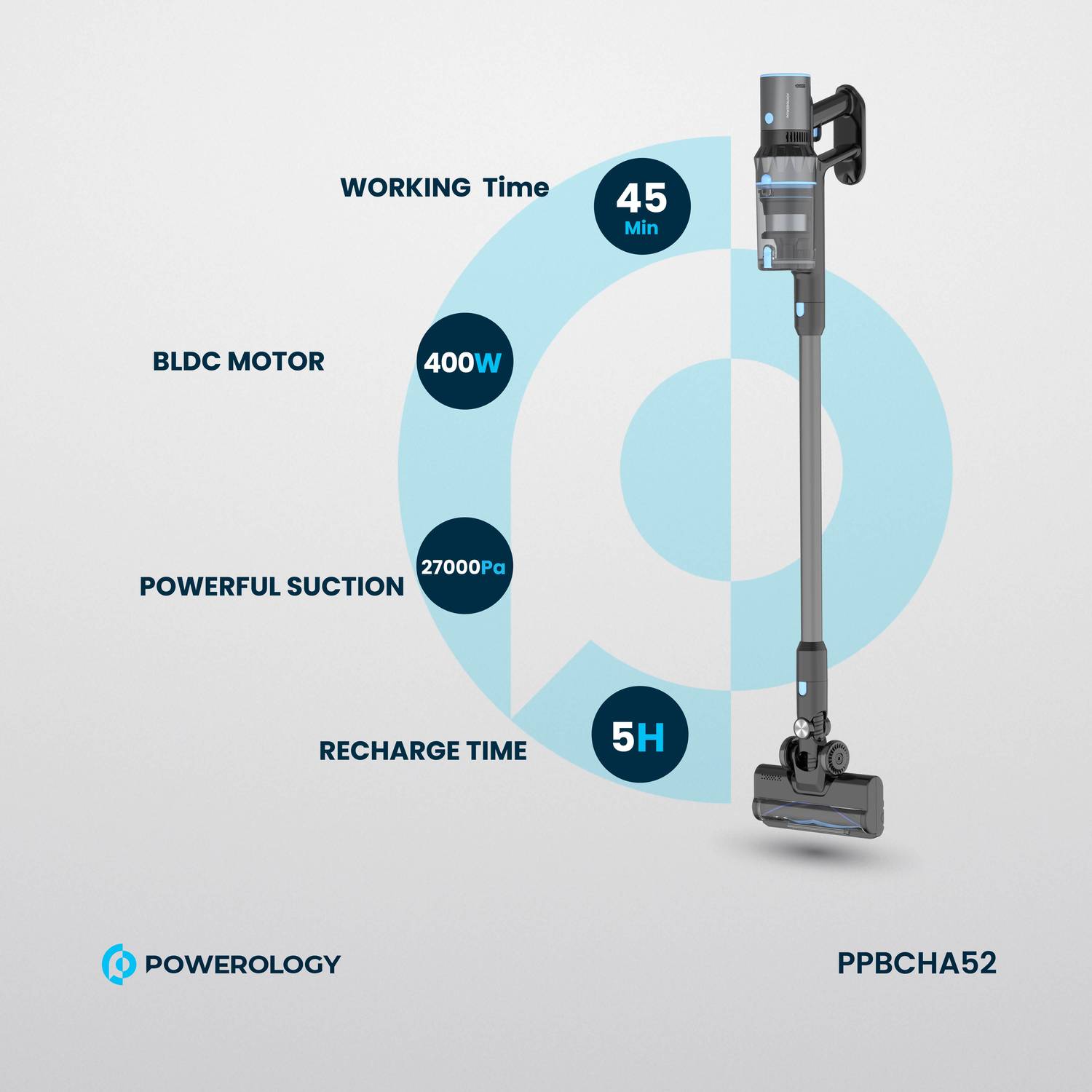 Powerology Cordless Stick Vacuum Cleaner - Black