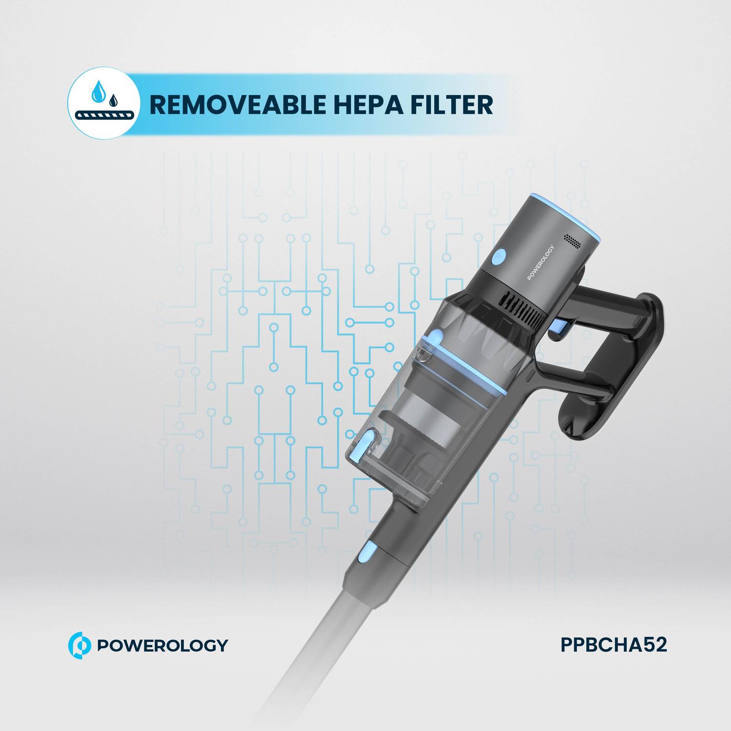 Powerology Cordless Stick Vacuum Cleaner - Black