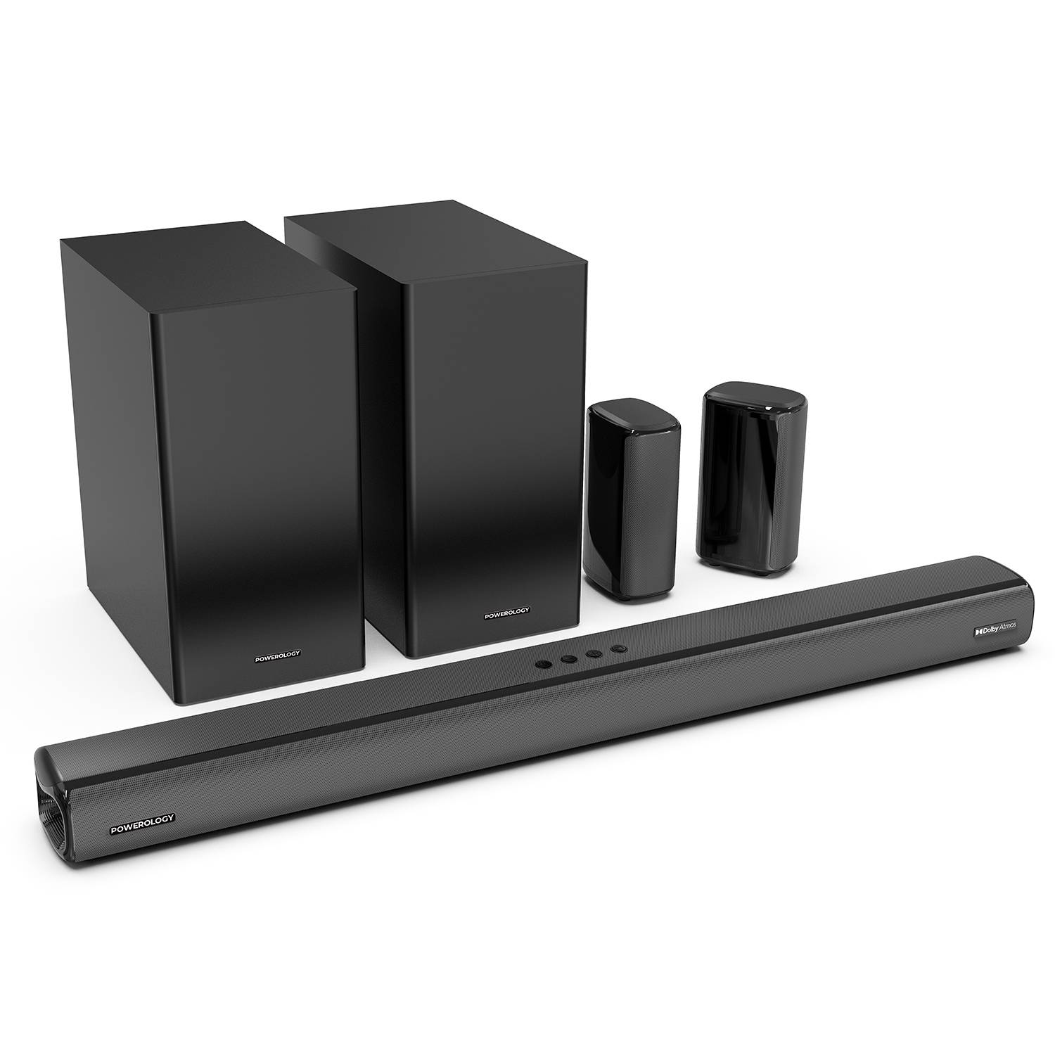 Powerology 5.2.4CH Home Theater Soundbar with Dolby Atmos, Wireless Subwoofer & Wireless