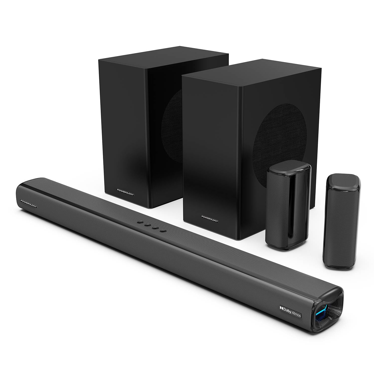 Powerology 5.2.4CH Home Theater Soundbar with Dolby Atmos, Wireless Subwoofer & Wireless