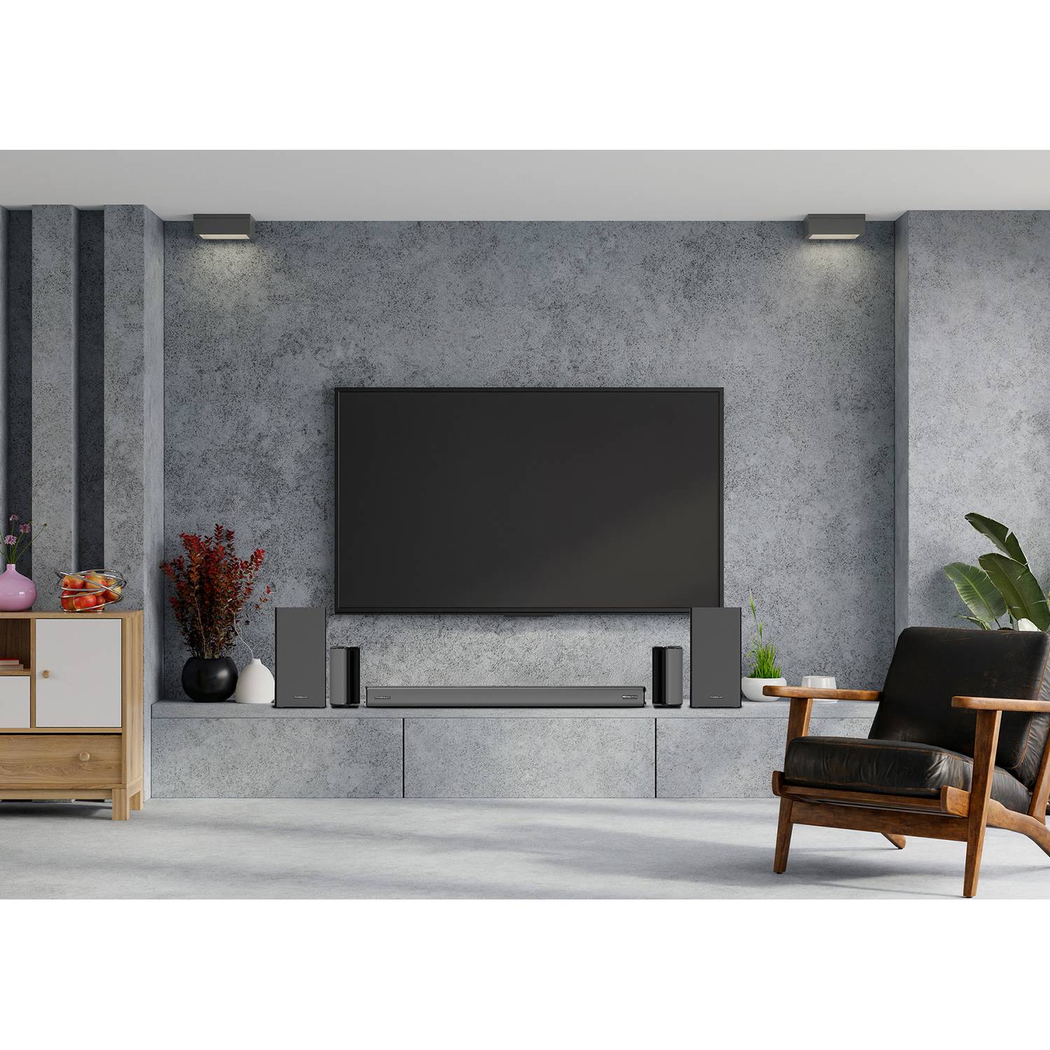 Powerology 5.2.4CH Home Theater Soundbar with Dolby Atmos, Wireless Subwoofer & Wireless