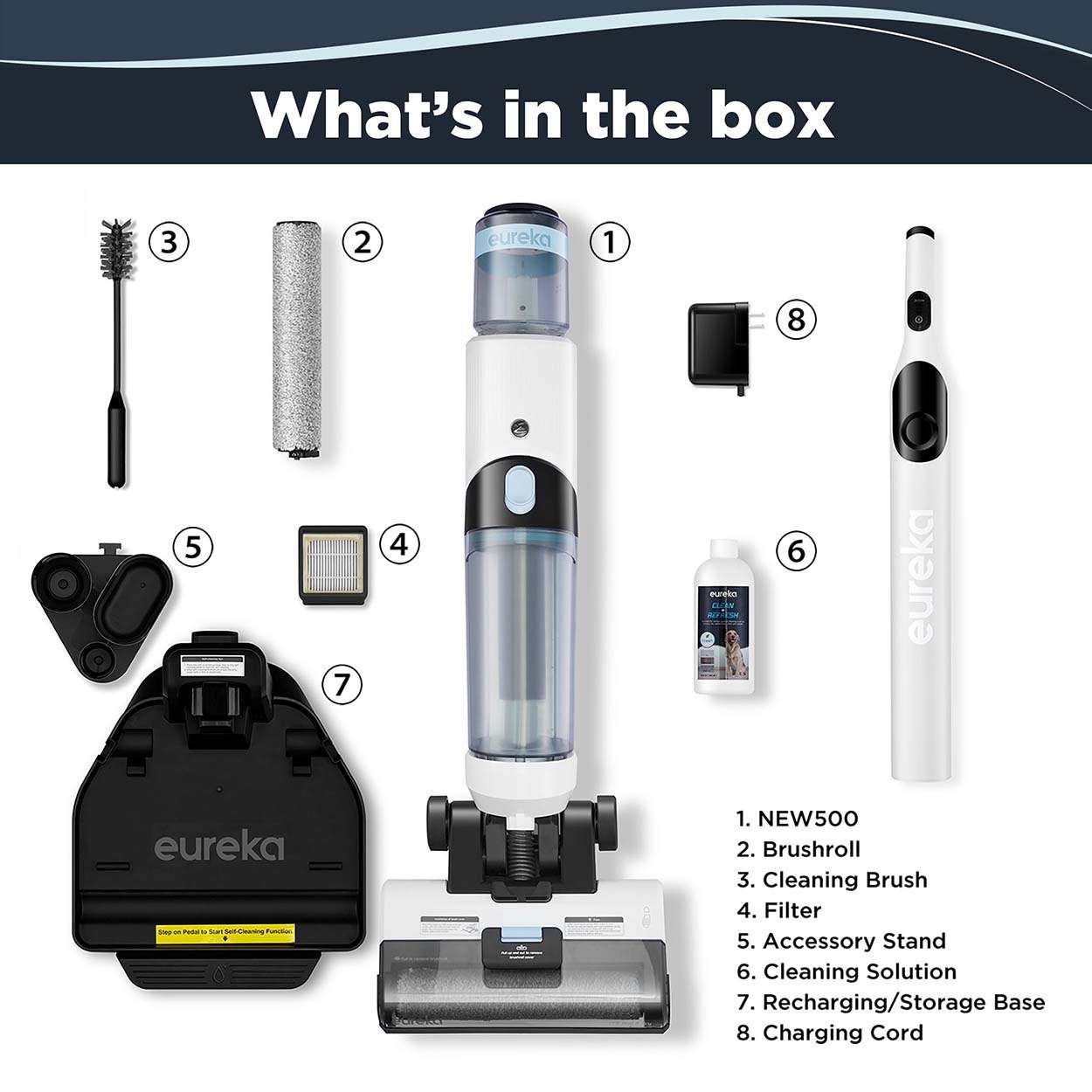 Eureka NEW500 Cordless Wet Dry Vacuum Mop for Multi-Surface Lightweight Hardwood Floors Cleaner with Self-Cleaning System