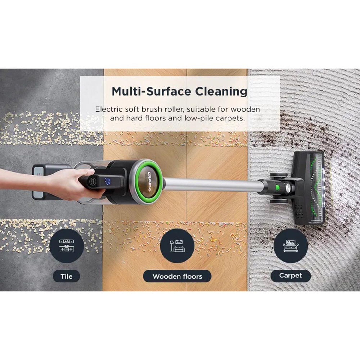 Eureka Cordless Stick Vacuum Cleaner Black/Green - AK7