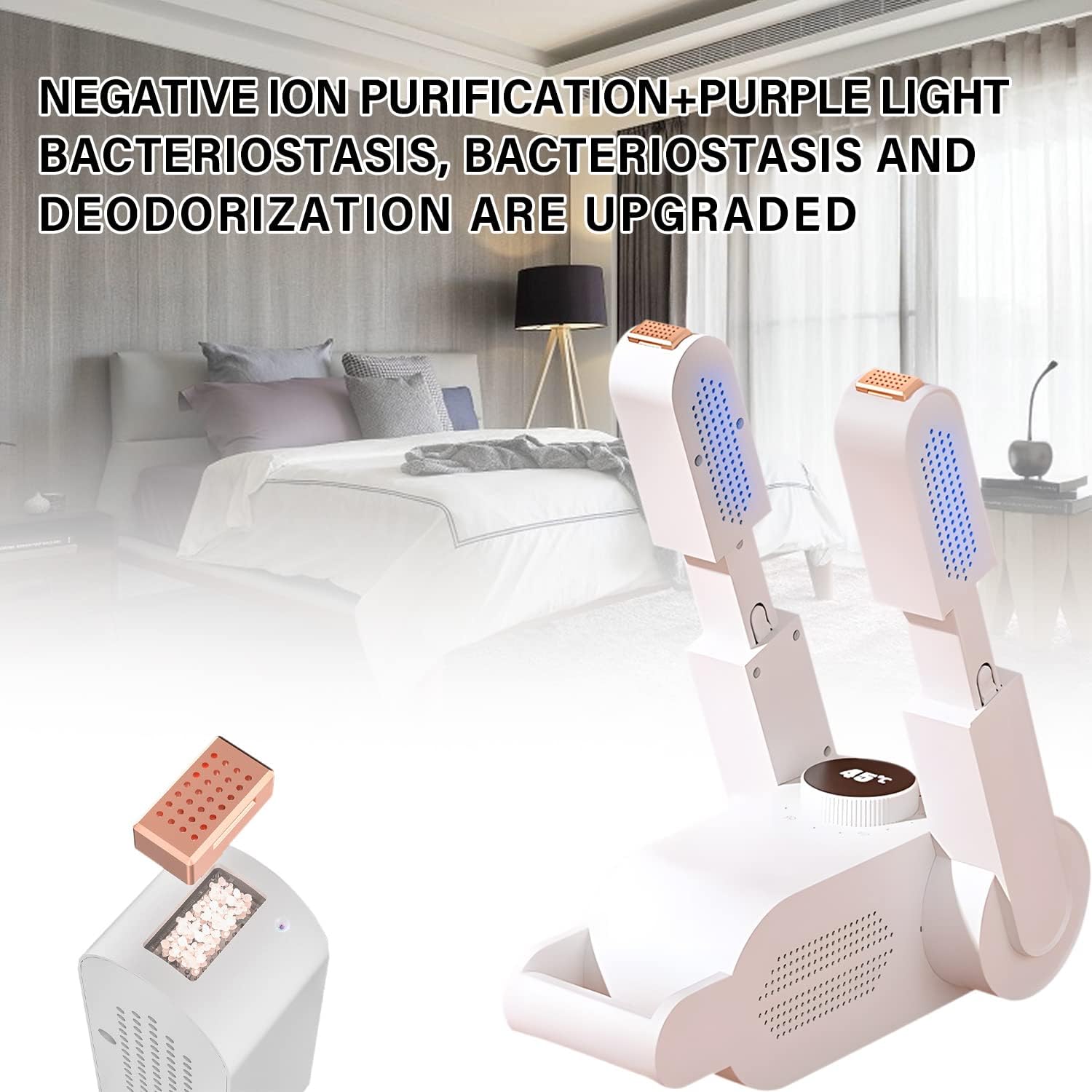 SkyKey Hacer Electric Shoes Dryer Corded Boots Warmer with Folding and Drying Rack for Gloves Electric Shoe Dryer &ndash; White