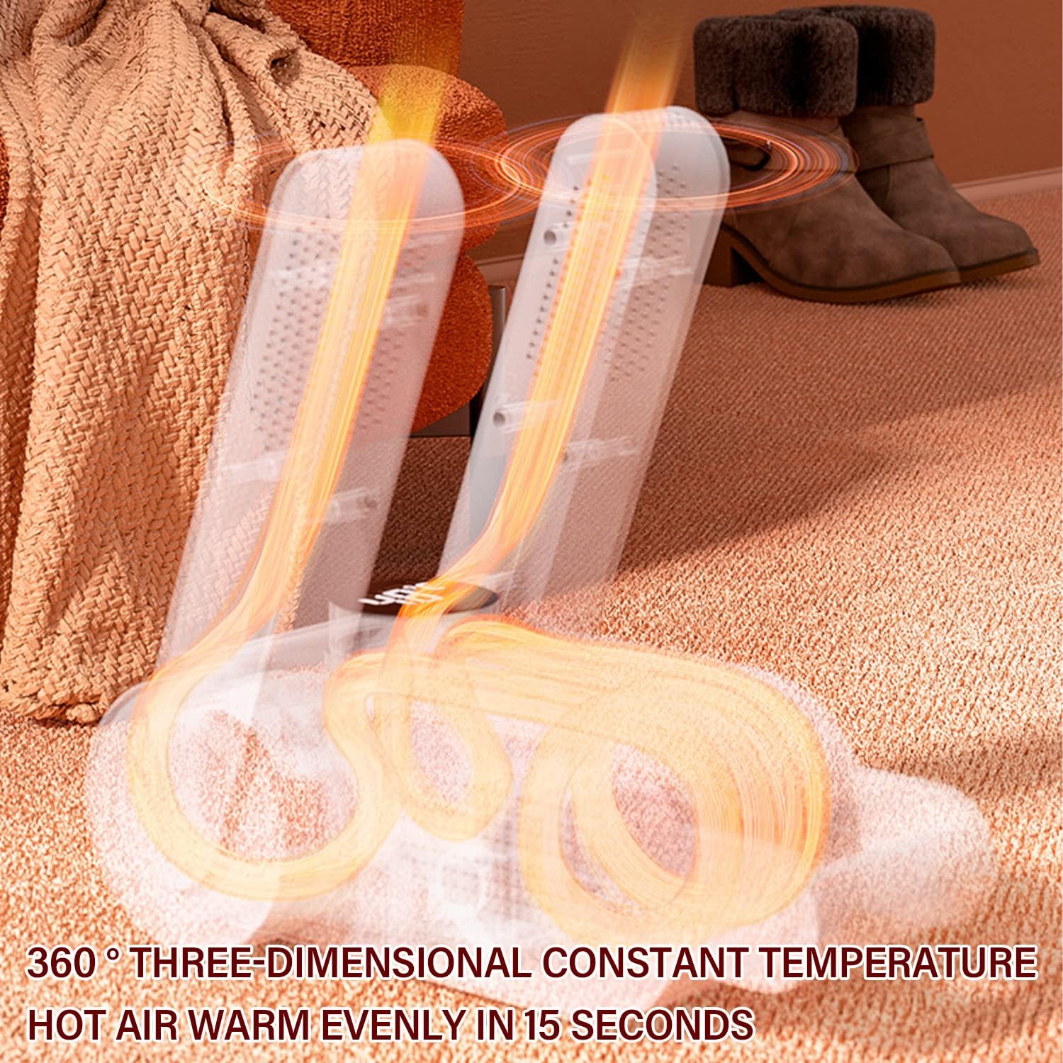 SkyKey Hacer Electric Shoes Dryer Corded Boots Warmer with Folding and Drying Rack for Gloves Electric Shoe Dryer &ndash; White