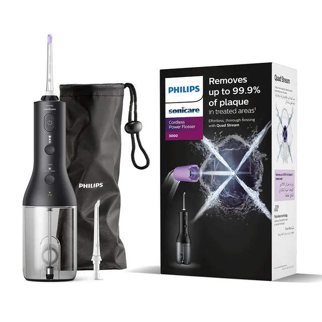 Philips Sonicare Cordless Power Flosser 3000 Oral Irrigator High End, Black