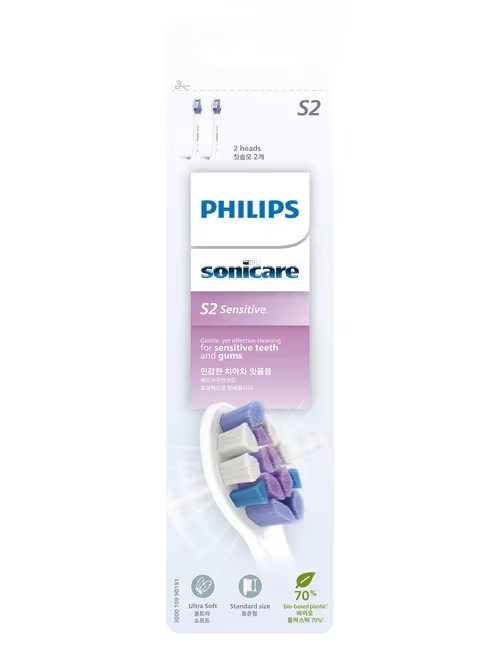 Philips Sonicare Sensitive Brush Head, 2 Pack, White